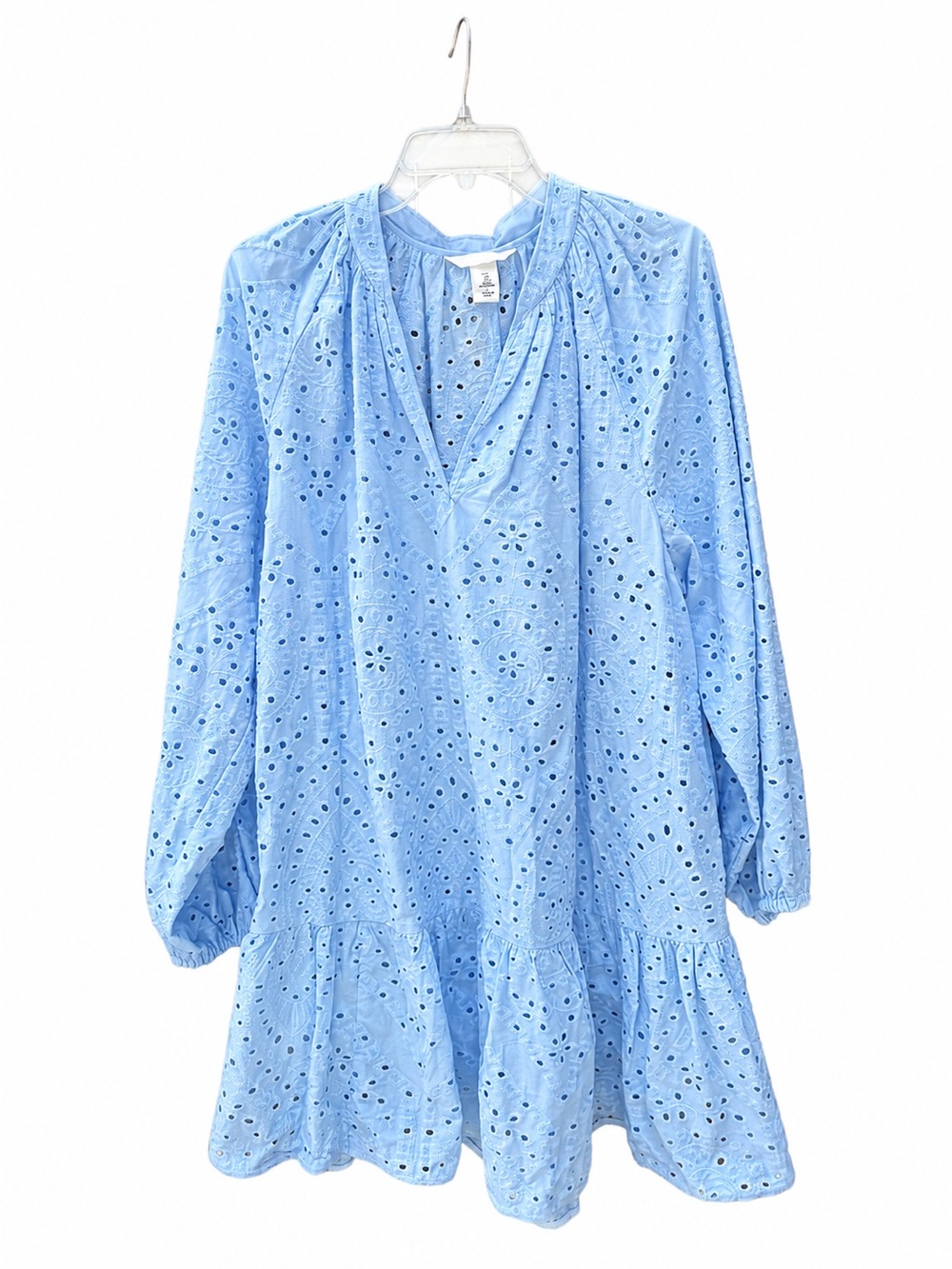 H&M Light Blue Eyelet V-Neck Tunic